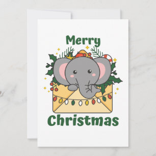 Elephant Christmas Letter Winter Animals Elephants Holiday Card