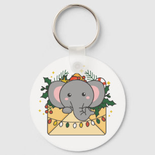 Elephant Christmas Letter Winter Animals Elephants Key Ring