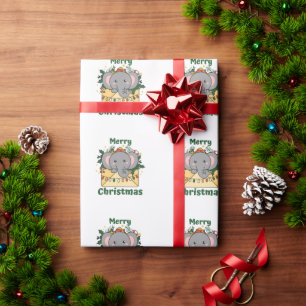 Elephant Christmas Letter Winter Animals Elephants Wrapping Paper