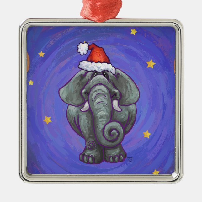 Elephant Christmas Metal Ornament (Front)