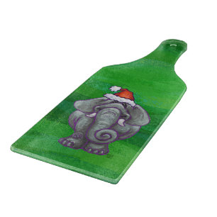 Elephant Christmas On Green Cutting Board