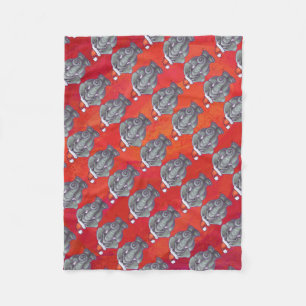 Elephant Christmas On Red Fleece Blanket