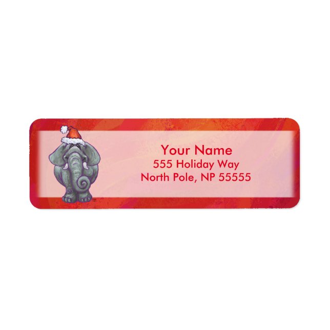 Elephant Christmas On Red Return Address Label (Front)