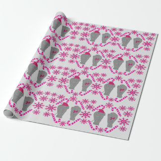 Elephant Christmas pink wrapping paper 