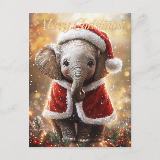 Elephant Christmas Postcard (Front)