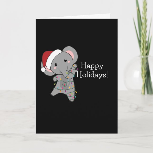 Elephant Christmas Snow Winter Animals Elephants Card (Front)