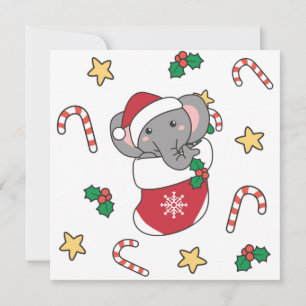 Elephant Christmas Snow Winter Animals Elephants Holiday Card