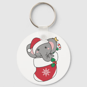 Elephant Christmas Snow Winter Animals Elephants K Key Ring