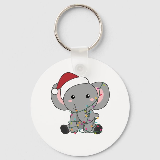 Elephant Christmas Snow Winter Animals Elephants Key Ring (Front)
