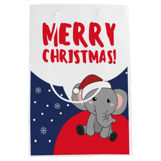 Elephant Christmas Snow Winter Animals Elephants Medium Gift Bag (Front)