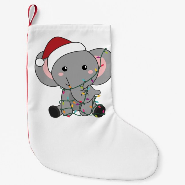 Elephant Christmas Snow Winter Animals Elephants Small Christmas Stocking (Front)