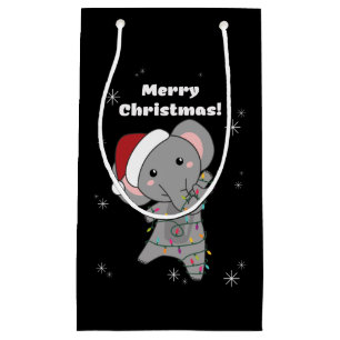 Elephant Christmas Snow Winter Animals Elephants Small Gift Bag