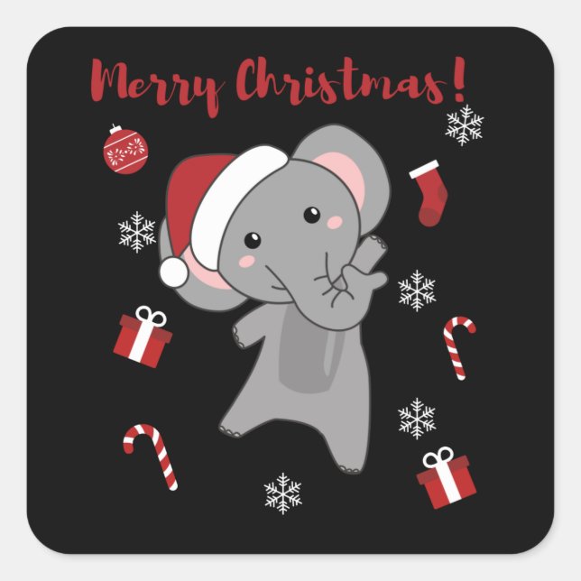 Elephant Christmas Snow Winter Animals Elephants Square Sticker (Front)