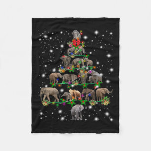 Elephant Christmas Tree Covered By Flashlight Fleece Blanket