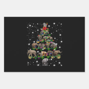 Elephant Christmas Tree Covered By Flashlight Wrapping Paper Sheet