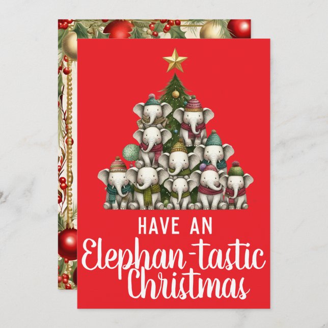 Elephant Christmas Tree Holiday Card (Front/Back)