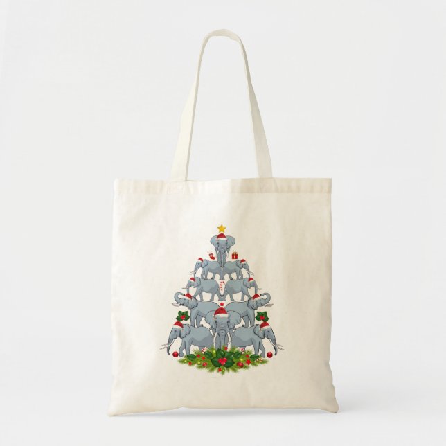 Elephant Christmas Tree Merry Xmas Elephant Gifts  Tote Bag (Front)