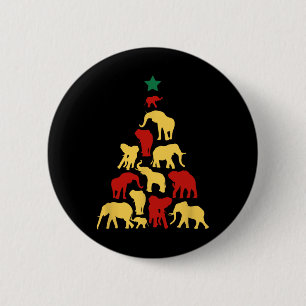 Elephant Christmas Tree South Africa Safari Animal 6 Cm Round Badge