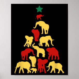 Elephant Christmas Tree South Africa Safari Animal Poster