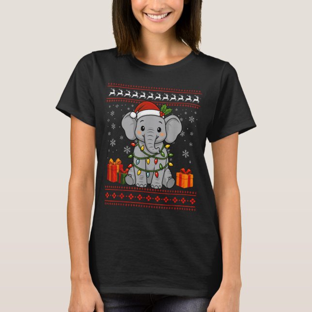 Elephant Christmas Ugly Sweater Elephant Graphic  (Front)
