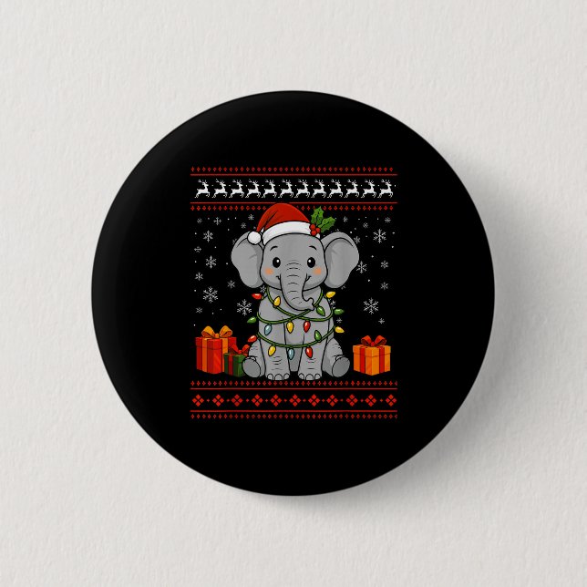 Elephant Christmas Ugly Sweater Elephant Graphic  6 Cm Round Badge (Front)
