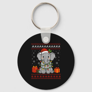 Elephant Christmas Ugly Sweater Elephant Graphic  Key Ring