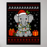 Elephant Christmas Ugly Sweater Elephant Graphic 