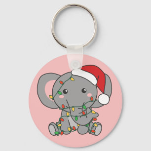 Elephant Christmas Winter Animals Elephants Keycha Key Ring