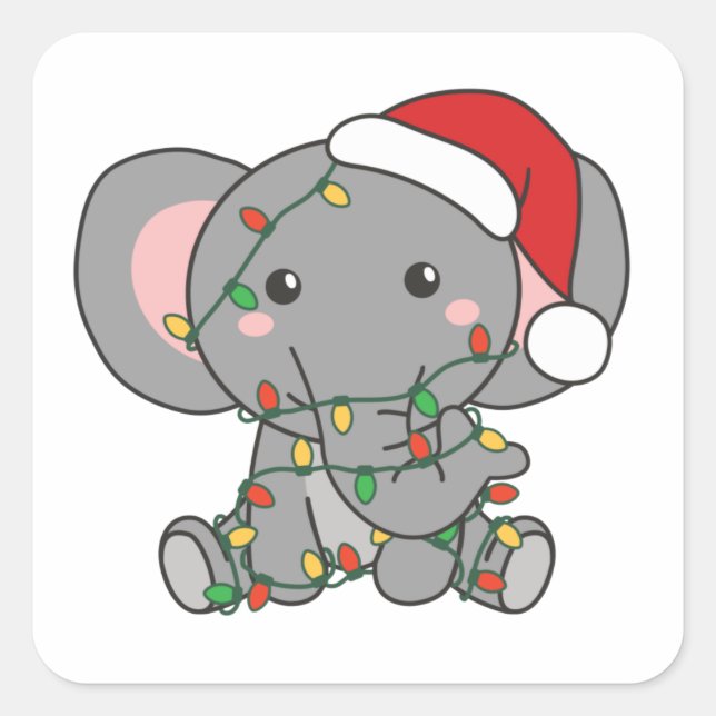 Elephant Christmas Winter Animals Elephants Square Sticker (Front)