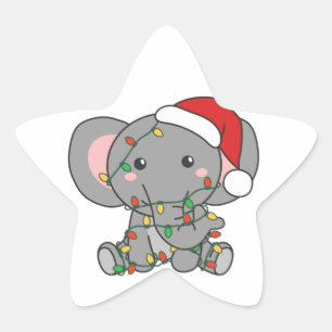 Elephant Christmas Winter Animals Elephants Star S Sticker