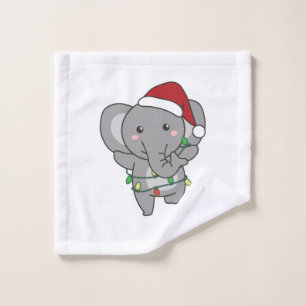 Elephant Christmas Winter Animals Elephants Wash Cloth