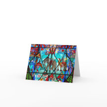 Elephant Church Bright Stained Glass Custom Cards