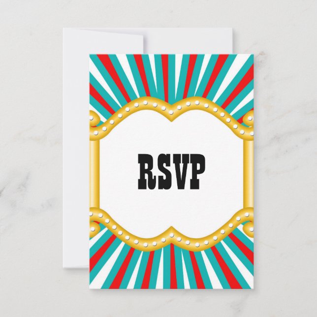 Elephant Circus Kids Boys Birthday Party RSVP (Front)