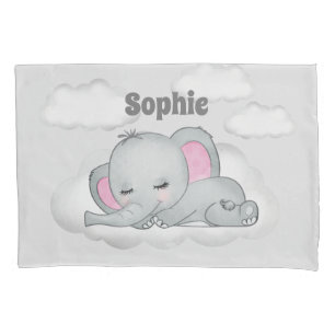 Elephant Clouds Name Kids Home Decor  Pillowcase