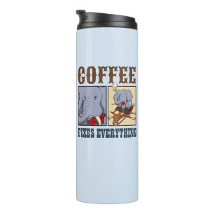 Elephant Coffee Fixes Everything Cowboy Artwork Thermal Tumbler