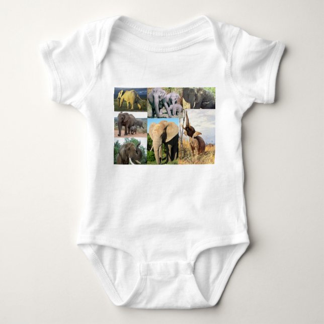 Elephant Colour Photo Baby Bodysuit (Front)