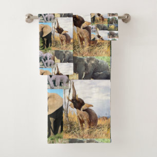Elephant Colour Photo  Bath Towel Set