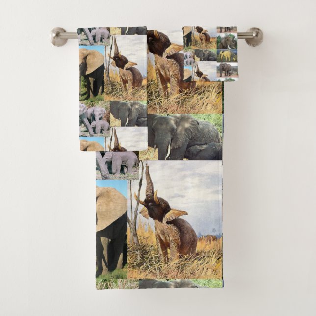 Elephant Colour Photo  Bath Towel Set (Insitu)