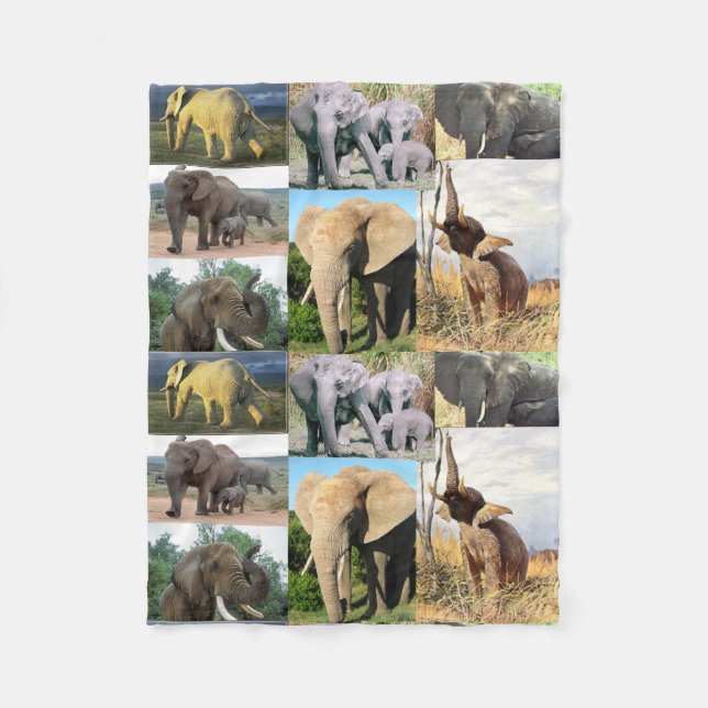 Elephant colour photo fleece blanket (Front)