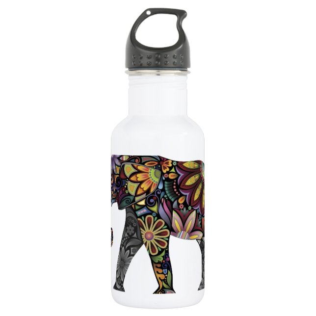 Elephant Colourful 532 Ml Water Bottle (Front)