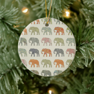 Elephant Colourful Animal Pattern Ceramic Ornament