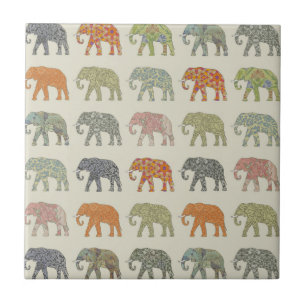 Elephant Colourful Animal Pattern Ceramic Tile