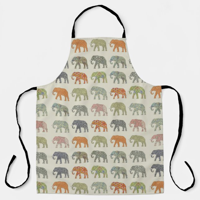 Elephant Colourful Animal Pattern Contemporary Apron (Front)