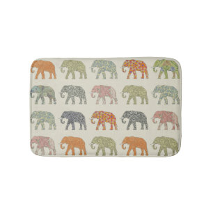 Elephant Colourful Animal Pattern Contemporary Bath Mat