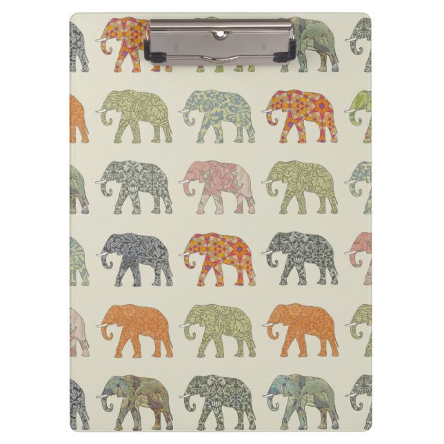 Elephant Colourful Animal Pattern Contemporary Clipboard (Front)