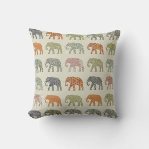 Elephant Colourful Animal Pattern Contemporary Cushion