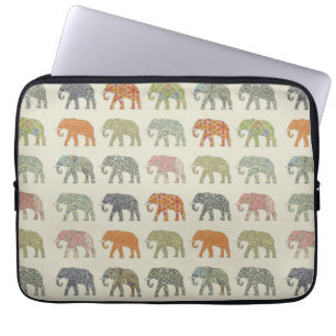 Elephant Colourful Animal Pattern Contemporary Laptop Sleeve