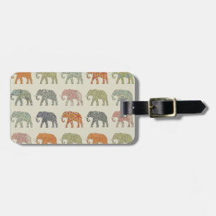 Elephant Colourful Animal Pattern Contemporary Luggage Tag
