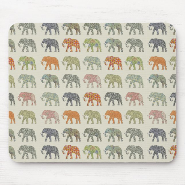 Elephant Colourful Animal Pattern Contemporary Mouse Pad (Front)