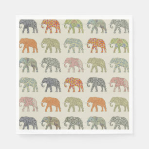 Elephant Colourful Animal Pattern Contemporary Napkin